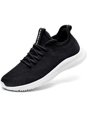 Women's Black White Slip‑On Walking Sneakers Workout Lightweight Running Shoes